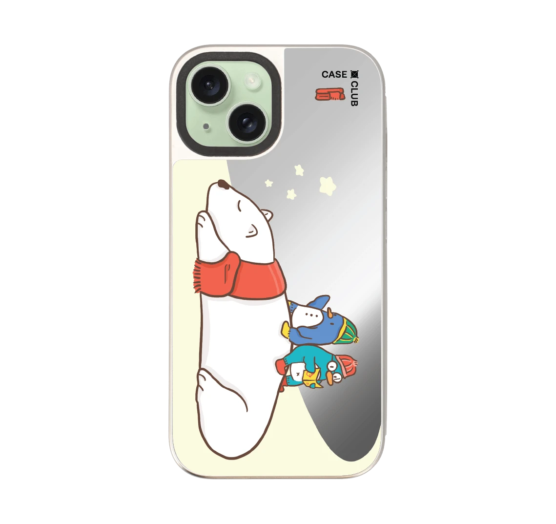 หมีขั้วโลกนอนเล่นกันเพื่อนเพนกวิน